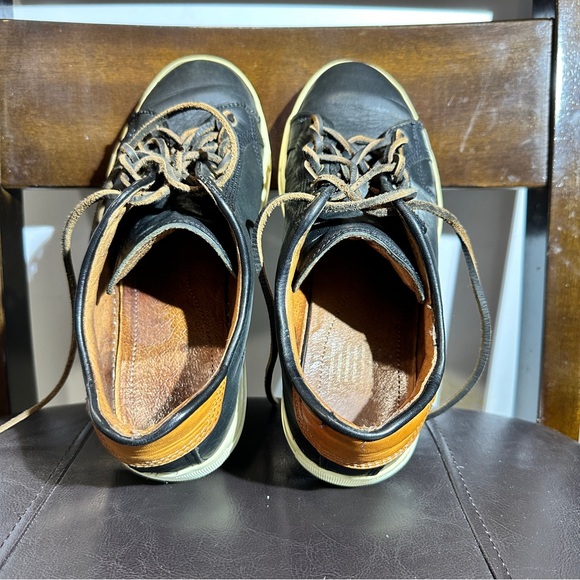 Frye Sneakers Black Brown Leather Men's sz 7.5 Low Tops casual Lace Up USA made - Picture 10 of 12